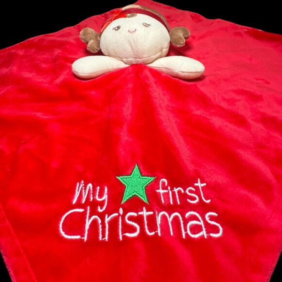 Little Me My First 1st Christmas Red Baby Security Blanket Lovey Plush Doll - Picture 2 of 11
